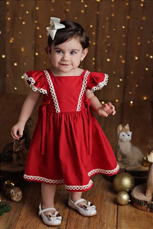 Vestido Vermelho com Guipir - Petit Nini | Oferta de Acessórios e Roupas  para Bebês e Crianças