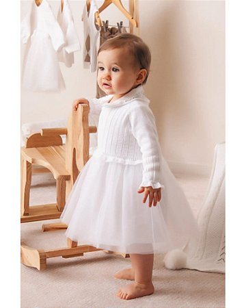 Vestido Baby Trico Batizado Branco - Petit Nini | Oferta de Acessórios e  Roupas para Bebês e Crianças