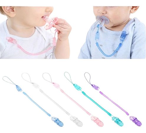 Kit com 3 Prendedores de Chupeta Universal Mola