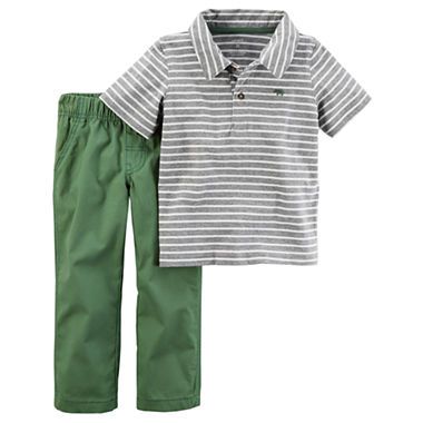 Conjunto 2 Peças (Calça e Camiseta Polo) Listras Verde