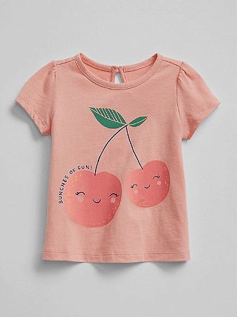 Camiseta Manga Curta Cerejas Gap - Roupas de bebê e criança importadas.  Produtos Carter's no Brasil