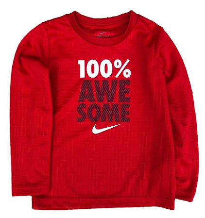 Camiseta Manga Longa Awesome Dri Fit Nike Vermelha