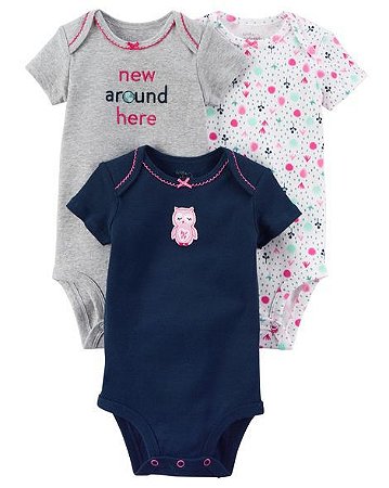 Kit 3 Bodies Manga Curta Orgânico