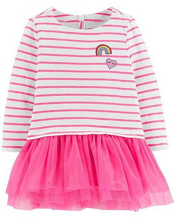 Vestido Listrado e Saia Tutu com Calcinha