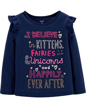 Camiseta Manga Longa Unicornio Glitter