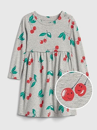 Vestido Manga Longa Cerejas