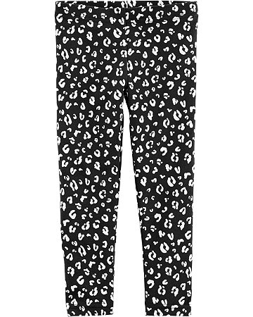 Calça Legging Leopardo Preto e Branco