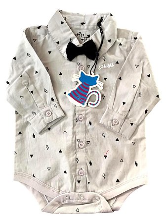 BODY MANGA LONGA GRAVATA BORBOLETA TIP TOP