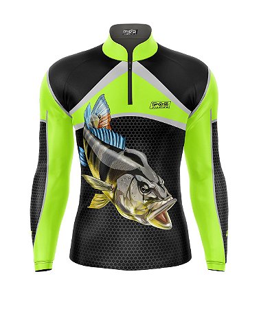 Camisa de Pesca Gola com Zíper 2019 Ref. 38 Estampa Peixe de Água Doce