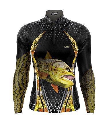 Camisa de Pesca Gola com Zíper 2019 Ref. 53 Estampa Peixe de Água Doce