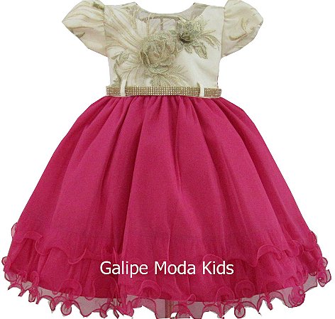 vestido infantil pink festa