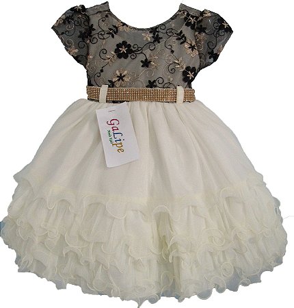 vestido branco e preto infantil