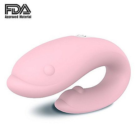 Vibrador Casal Formato Golfinho Recarregável Silicone 9 vibrações