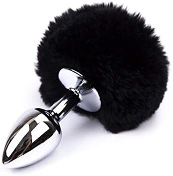 Plug Anal Aço - Pompom - Cor Preto