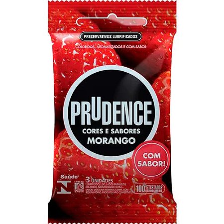Preservativo Prudence Morango Lubrificado 3 Unidades