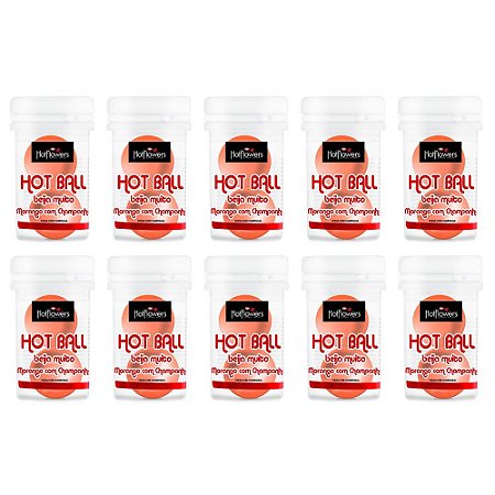 Hot Ball Dupla Beija Muito - Morango c/ Champanhe - KIT 10UN