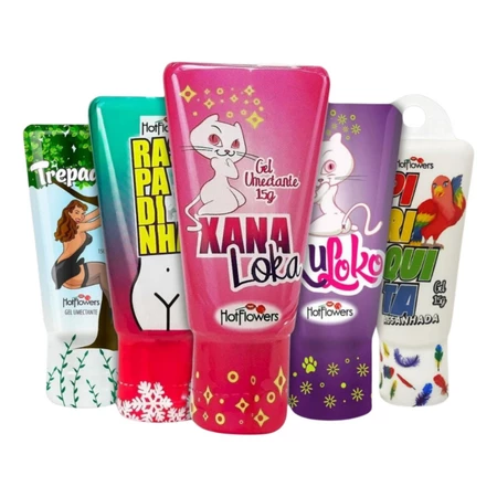 Kit Produtos Sex shop 5 Gel Lubrificante da Hotflowers Íntimo para Mulheres.