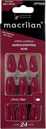 Unha Postiça Autocolantes - Amendoadas - Macrilan Escarlate