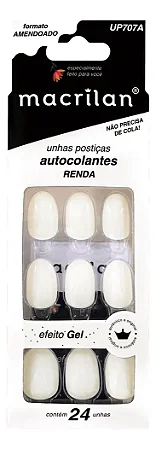 Unha Postiças Autocolante - Amendoadas - Macrilan Cor Renda