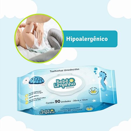 Toalhinhas Umedecidas Bebê Limpinho Premium 90Uni