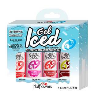 Kit com 4 gel iced aromatizante corporal Hot Flowers