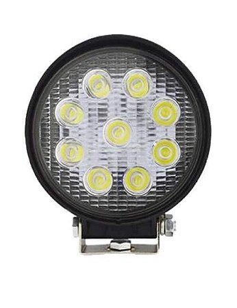 Farol auxiliar redondo 9 LED's com suporte superior