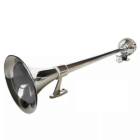 Buzina a ar cromada grande 74cm 1 corneta 12V