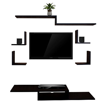 Kit Rack 1,20 Suspenso Tv Com 6 Peças Premium Organizador