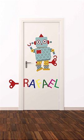 Adesivo de porta infantil-Robô