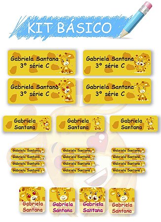 Etiquetas escolares personalizadas Kit Básico Girafinhas - 118 etiquetas