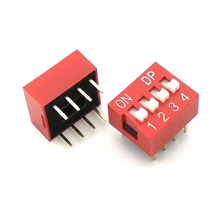 Chave DIP-Switch 4 e 6 Vias Vermelho