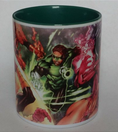 Caneca de Cerâmica com Alça e Interior Verde Escuro – Lanterna Verde
