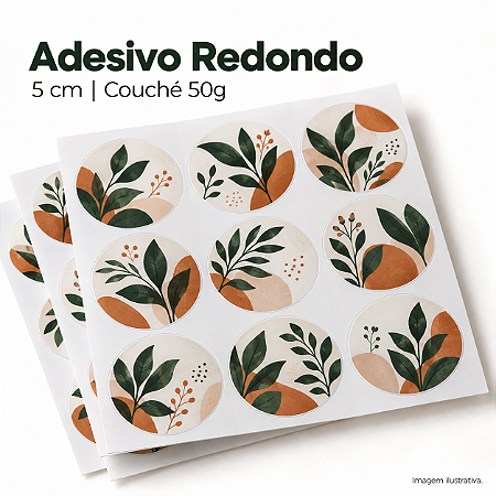 Adesivo Redondo Personalizado 5 cm em Folha