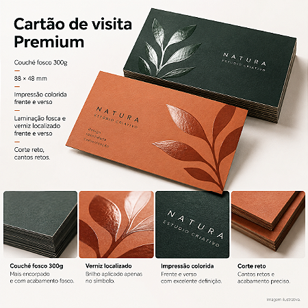 Cartão de Visita Premium Fosco com Verniz Localizado