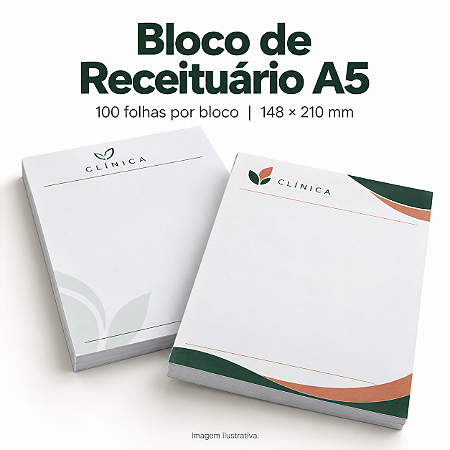 Bloco de Receituário Personalizado A5 com 100 Folhas