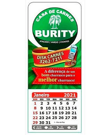 Imã de Geladeira com Calendário