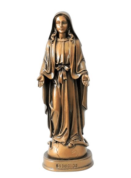 Imagem Nossa Senhora das Graças em Mármore e Pintura em Bronze. 21cm
