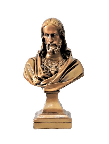 Imagem Sagrado Coração de Jesus em Mármore e Pintura em Bronze. 27cm