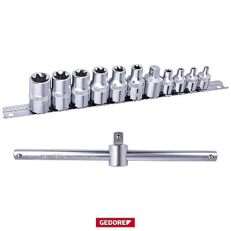 JOGO SOQUETE 3/8 E 1/2 TORX E8-E20 12pcs GEDORE R58018012