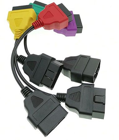 Kit 4 Cabos Adaptadores Coloridos FIAT JEEP  Para Multiecuscan e Alfaobd