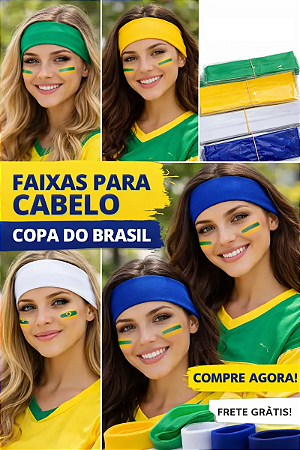 Kit 4 Faixas Brasil Estilo Copa Headband Fitness Esportiva
