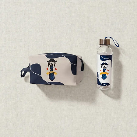 Kit Presente Dia dos Pais – Necessaire Masculina + Garrafa Squeeze 550ml Personalizadas | Pai Eu Te Amo