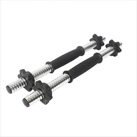 Par Barra Oca para Halteres 35cm com Rosca e Presilhas Rápidas – Aço Cromado 27mm