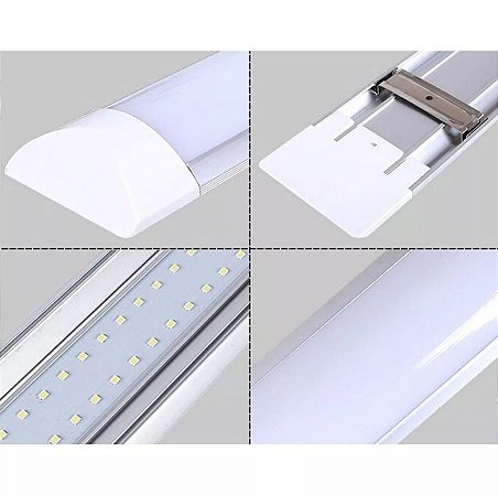 LUMINÁRIA LED 1,20M TUBULAR LINEAR 36W - SOBREPOR SLIM - BRANCO QUENTE