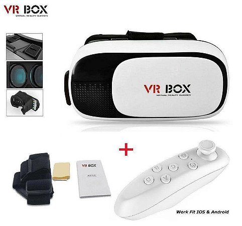 OCULOS VR BOX REALIDADE VIRTUAL 3D + CONTROLE BLUETOOTH - MEGA INFOTECH