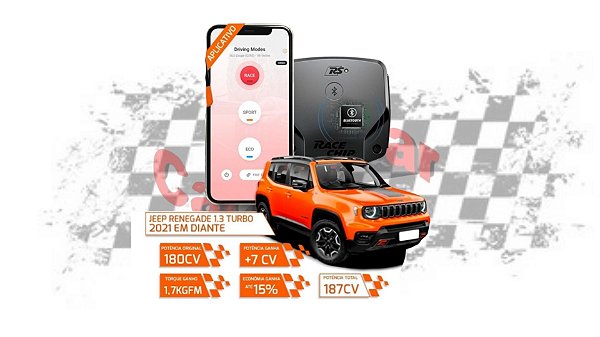 Racechip Jeep Renegade 1.3 Turbo 2021+ Chip De Potência Rs V2+ App