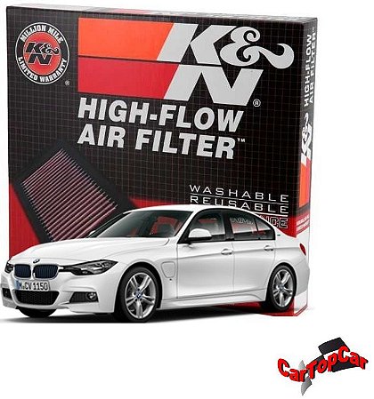 Filtro de Ar K&n Para Bmw 116 118 120i 125i  316 320 328i  420i 2012 a 2018  / 428 i de 2012 a 2016 (f20/f30 turbo 1.6 e 2.0)REF 33-2990