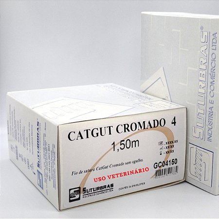 FIO SUTURA CATGUT CROMADO 4 SEM AGULHA 1,5 m