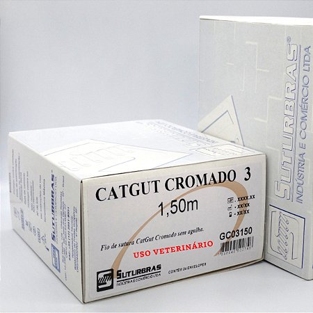 FIO SUTURA CATGUT CROMADO 3 SEM AGULHA 1,5 m