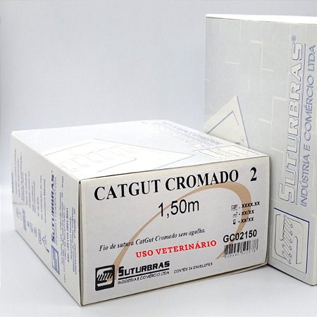 FIO SUTURA CATGUT CROMADO 2 SEM AGULHA 1,5 m
